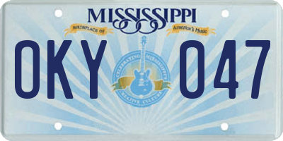 MS license plate OKY047