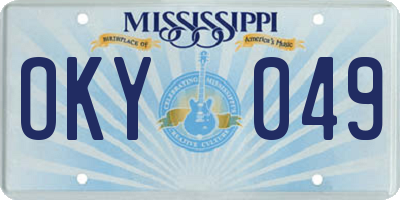MS license plate OKY049