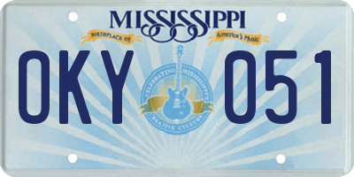 MS license plate OKY051