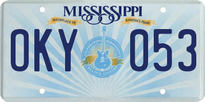 MS license plate OKY053