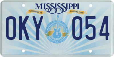MS license plate OKY054