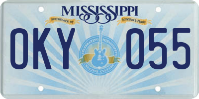 MS license plate OKY055