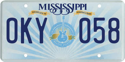 MS license plate OKY058