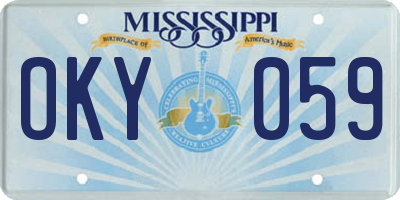 MS license plate OKY059
