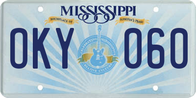 MS license plate OKY060