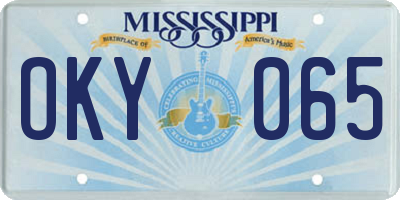 MS license plate OKY065