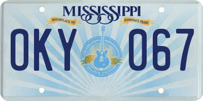 MS license plate OKY067