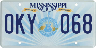 MS license plate OKY068