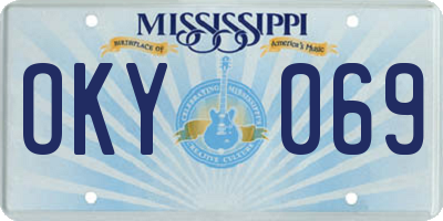 MS license plate OKY069