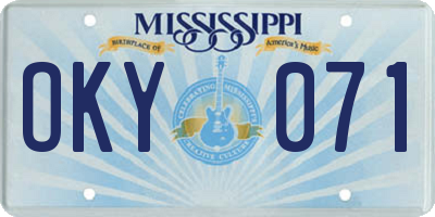 MS license plate OKY071