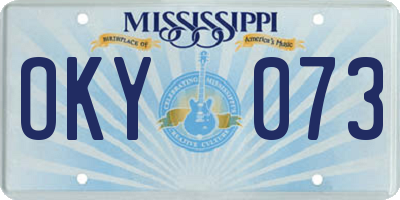 MS license plate OKY073