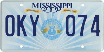 MS license plate OKY074