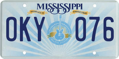 MS license plate OKY076