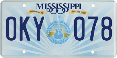 MS license plate OKY078