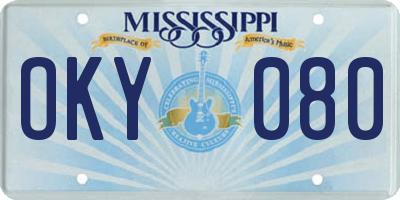 MS license plate OKY080