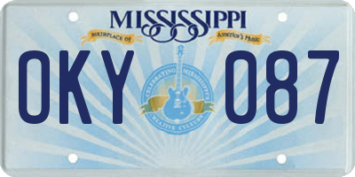 MS license plate OKY087