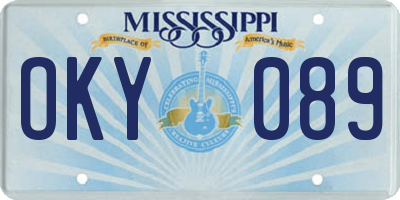MS license plate OKY089