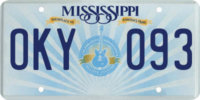 MS license plate OKY093