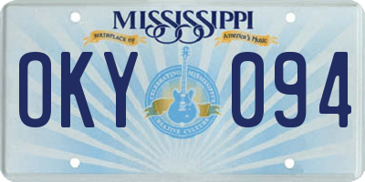 MS license plate OKY094