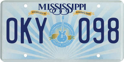 MS license plate OKY098