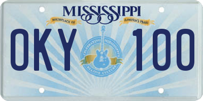 MS license plate OKY100