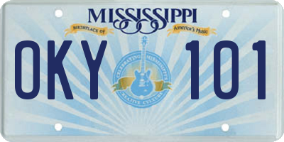 MS license plate OKY101