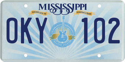 MS license plate OKY102