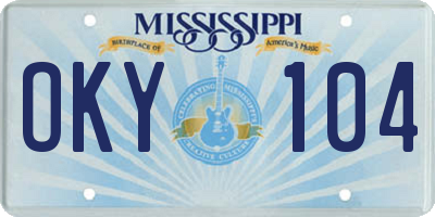MS license plate OKY104
