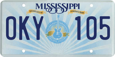 MS license plate OKY105