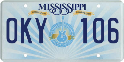 MS license plate OKY106
