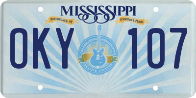 MS license plate OKY107