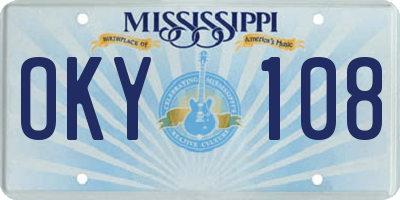 MS license plate OKY108