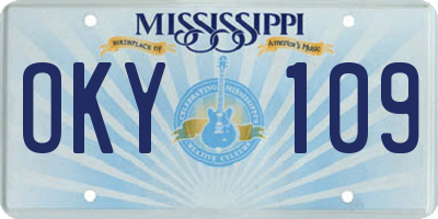 MS license plate OKY109