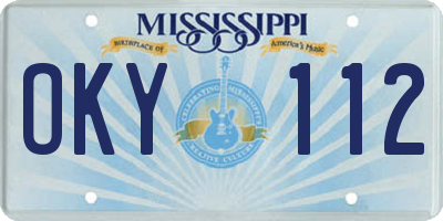MS license plate OKY112