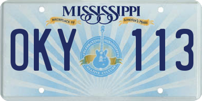 MS license plate OKY113