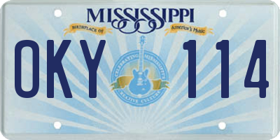 MS license plate OKY114