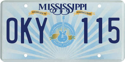 MS license plate OKY115