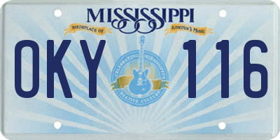 MS license plate OKY116
