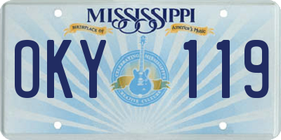MS license plate OKY119