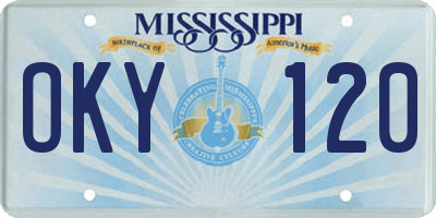 MS license plate OKY120