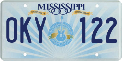 MS license plate OKY122