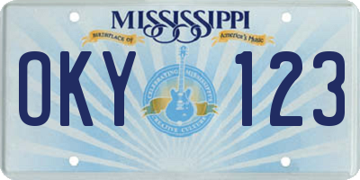 MS license plate OKY123
