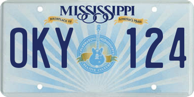MS license plate OKY124