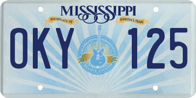 MS license plate OKY125