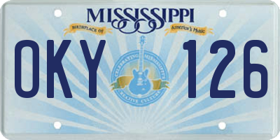 MS license plate OKY126
