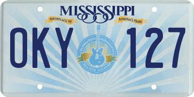 MS license plate OKY127