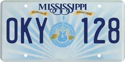 MS license plate OKY128