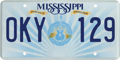 MS license plate OKY129