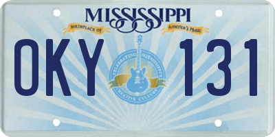 MS license plate OKY131