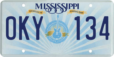 MS license plate OKY134